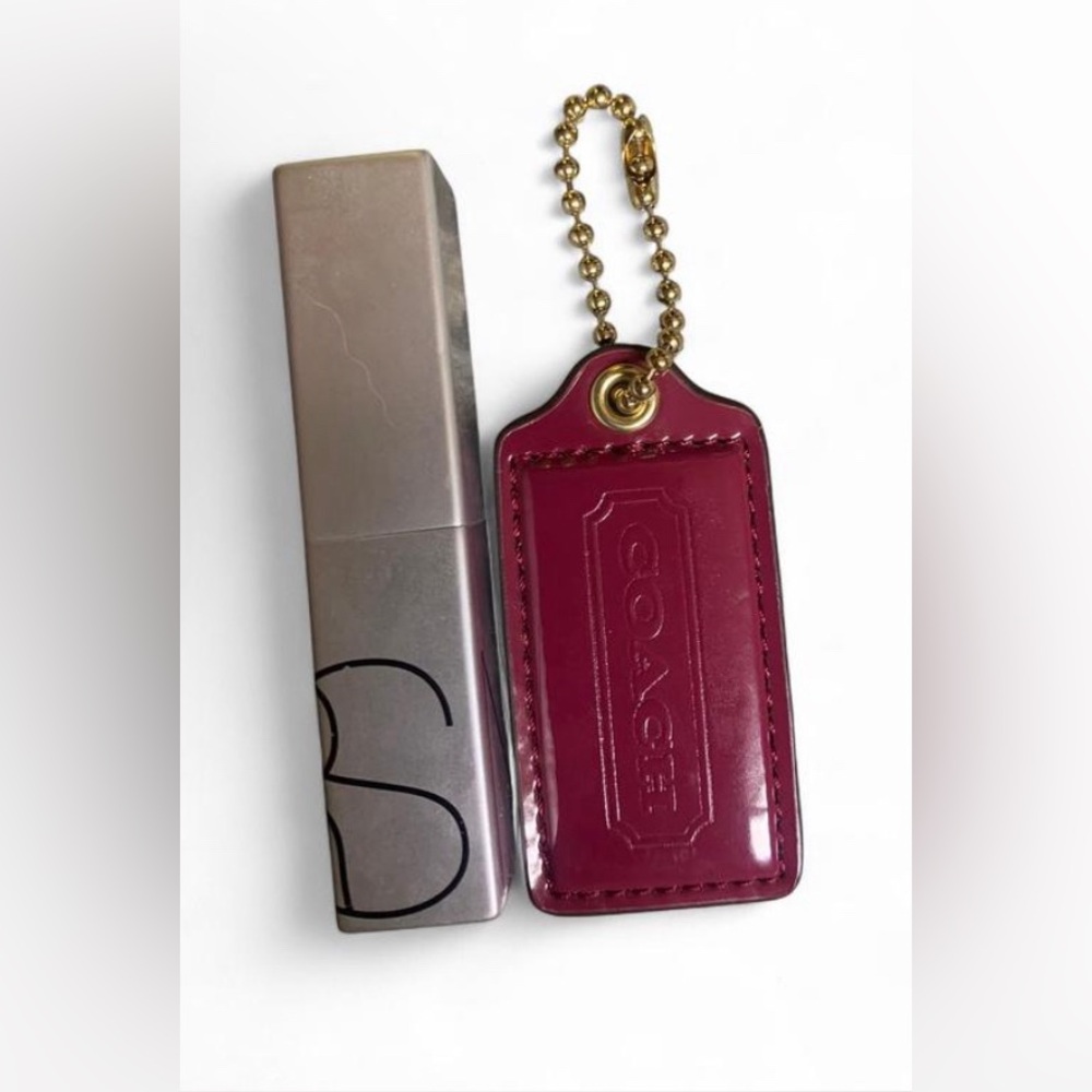 Authentic Coach 2.5” Burgundy Patent Leather Hangtag Bag Charm - EUC